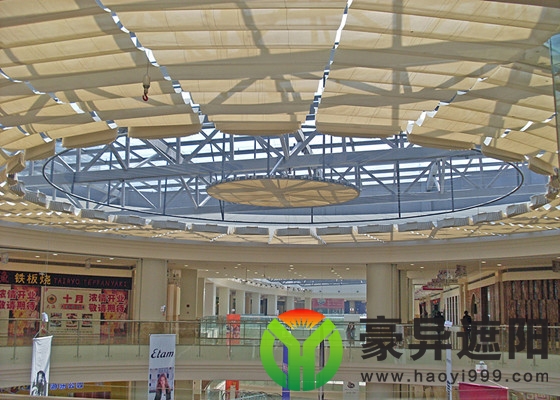 璃顶遮阳帘,中庭遮阳系统,上海电动天棚帘厂家,豪异遮阳,4000-121-696