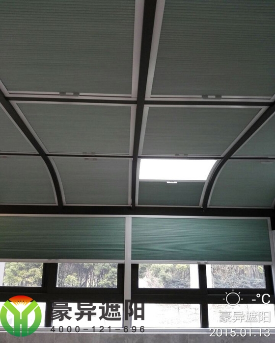 玻璃顶遮阳帘,电动遮阳帘,风琴天棚帘,蜂巢天棚帘厂家-上海豪异遮阳 4000-121-696