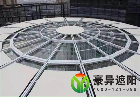 玻璃顶外电动天棚帘,户外电动天幕,豪异上海天棚帘厂家,4000-121-696