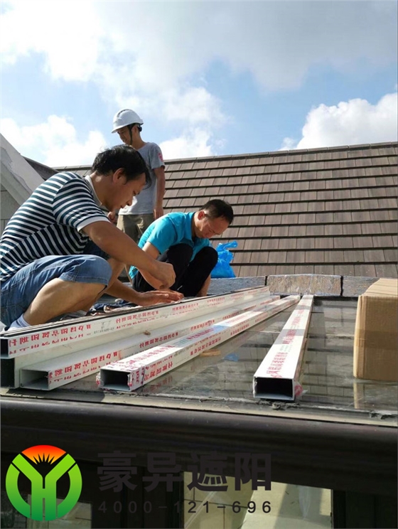 户外电动天幕棚遮阳帘安装过程,豪异天棚帘厂家,4000-121-696