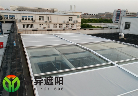 大型玻璃顶户外电动遮阳帘,豪异电动遮阳帘厂家,4000-121-696
