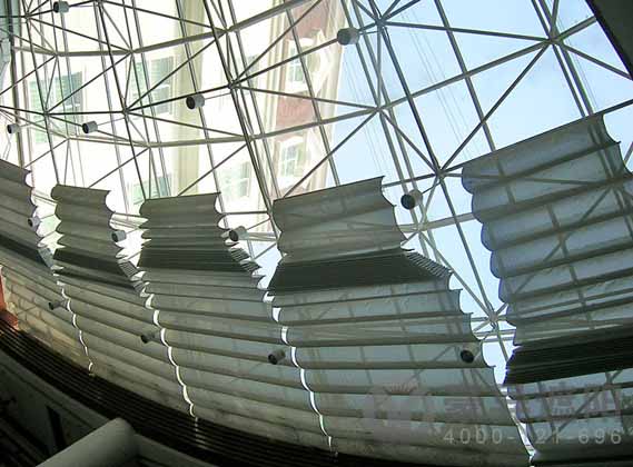 玻璃采光顶遮阳,电动遮阳帘,电动天棚帘,上海豪异,4000-121-696