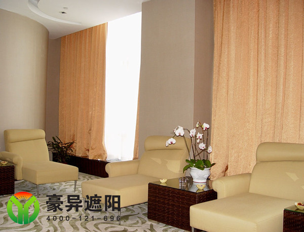会客室电动帘窗,电动布艺开合帘,电动帘窗厂家,豪异遮阳,4000-121-696