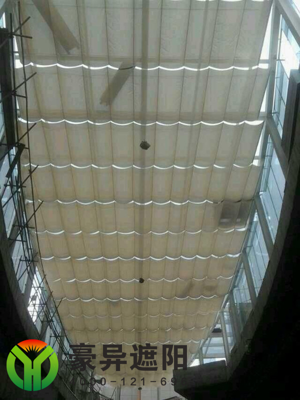 FCS电动天棚帘,学样玻璃采光顶电动遮阳帘,豪异上海电动天棚帘厂家,4000-121-696