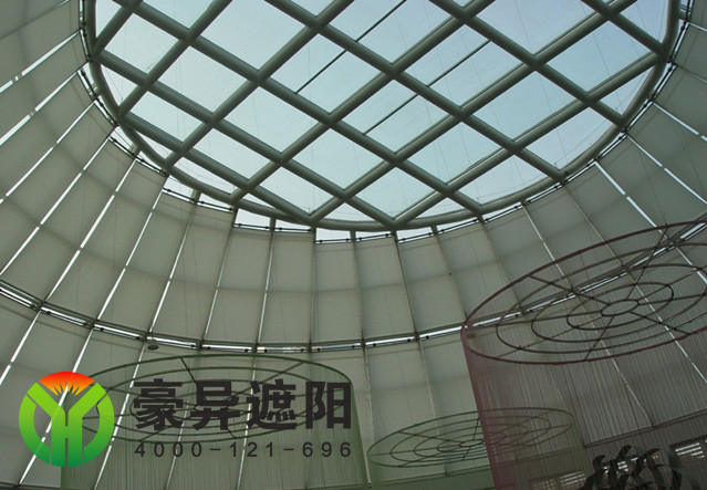 采光顶电动天棚帘,商场玻璃顶天棚帘,豪异上海电动天棚帘,4000-121-696