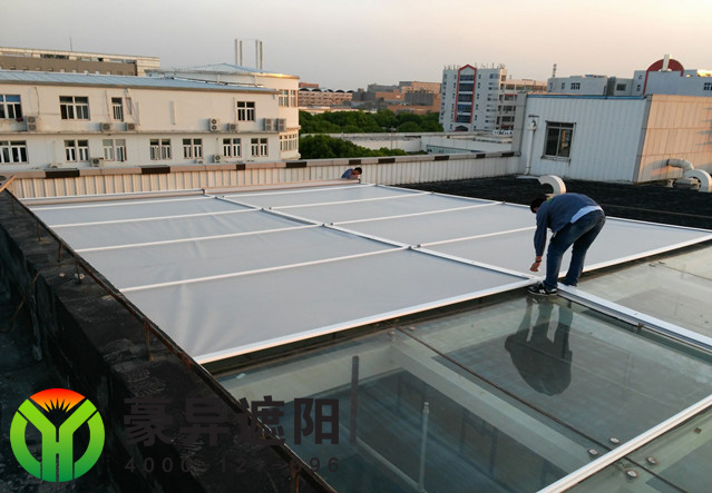 玻璃顶户外电动天棚遮阳帘,玻璃顶棚窗帘,豪异上海天棚帘厂家,4000-121-696