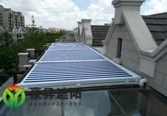 玻璃顶户外电动天幕,户外电动天棚帘,豪异上海电动天棚帘厂家,4000-121-696