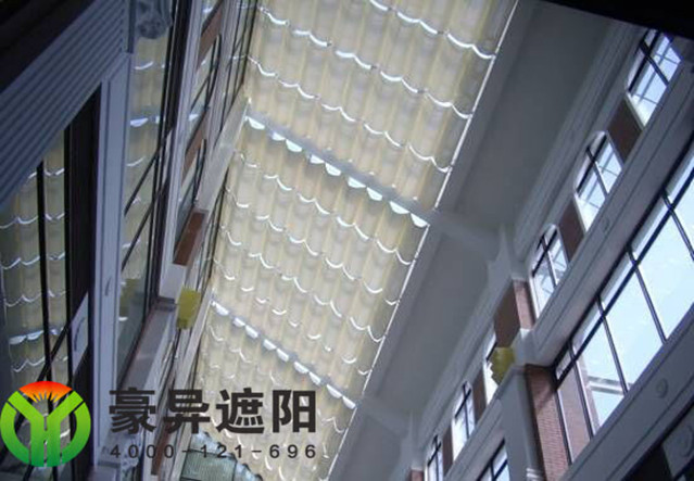 玻璃顶电动遮阳窗帘,豪异电动天棚帘厂家,4000-121-696