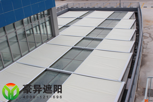 户外天棚遮阳帘,豪异电动遮阳天棚帘,4000-121-696