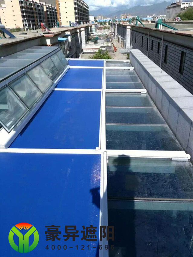 户外采光顶电动遮阳帘,豪异遮阳帘厂家,4000-121-696