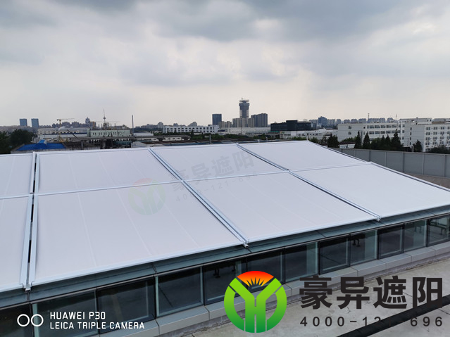 博凯机械青浦办公楼户外电动天幕遮阳帘,豪异遮阳,4000-121-696