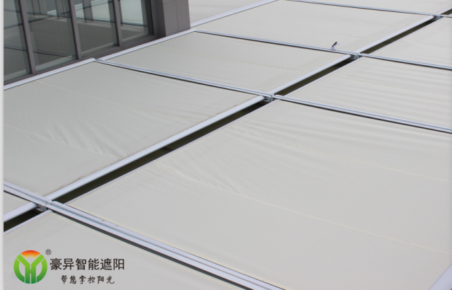 商场玻璃顶户外电动遮阳帘,豪异遮阳