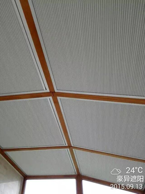 阳光房遮阳帘,蜂巢天棚帘完美淘汰双轨折叠天棚帘! 阳光房遮阳帘,蜂巢天棚帘完美淘汰双轨折叠天棚帘!